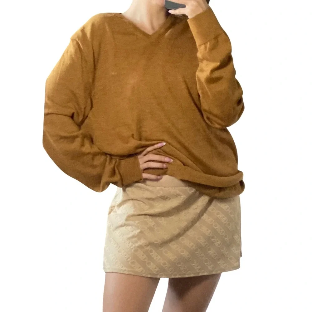 Y2K Style Michael Kors Tan Logo Print Lowrise Micro Mini Skirt Minimalist - M/L